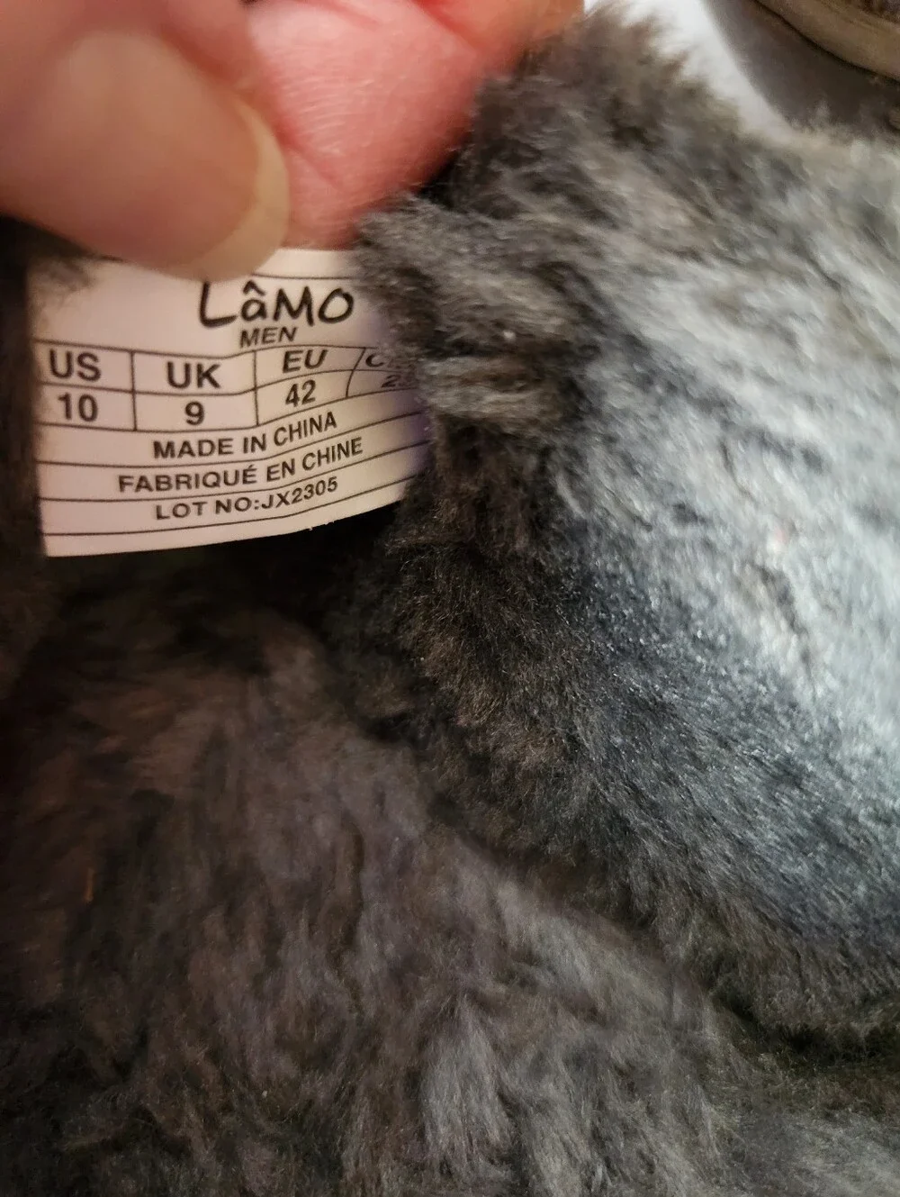 Lamo Theo Gray Suede Faux Fur Lined Foam Footbed Moccasin Slipper Shoes